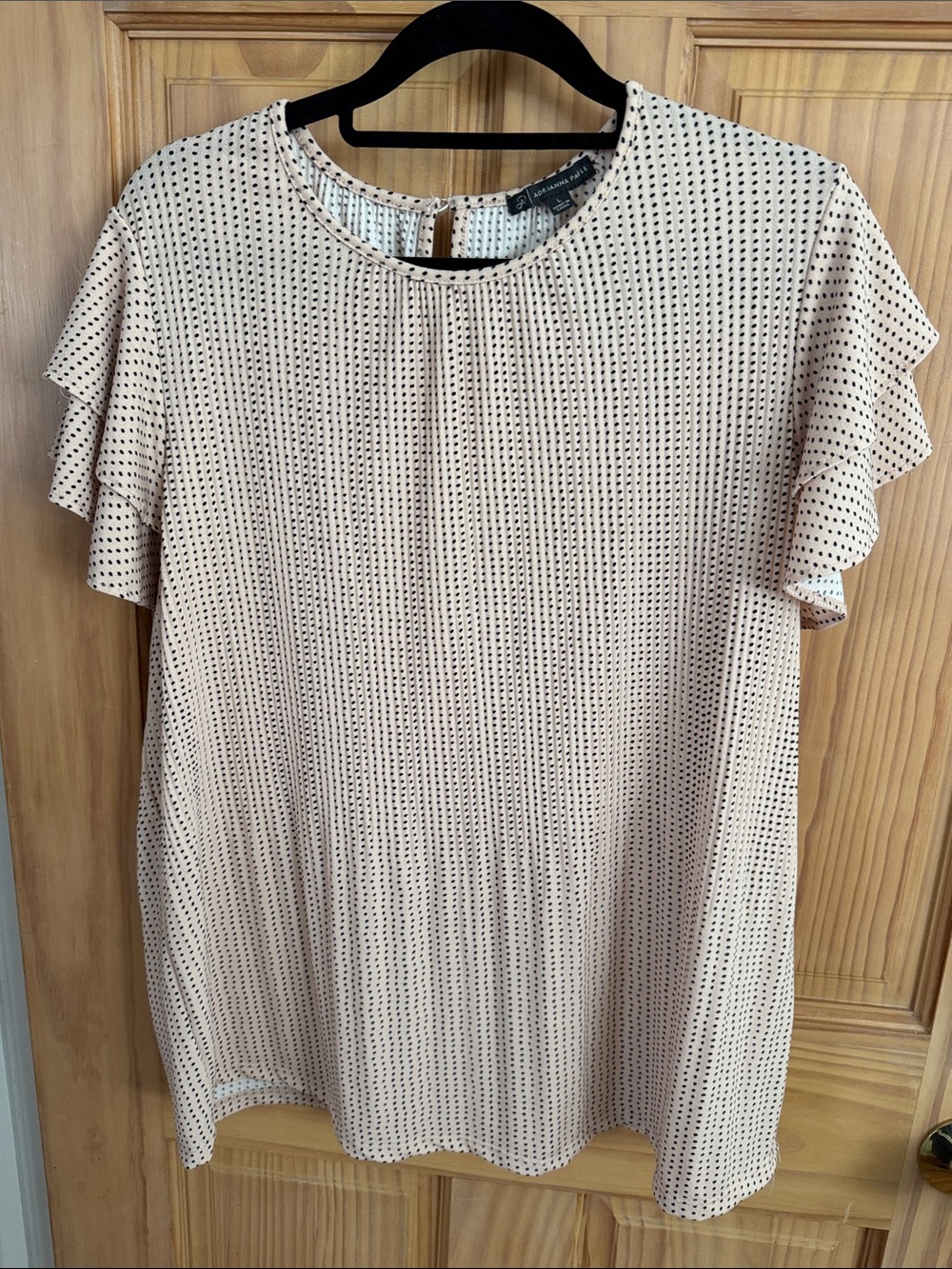 Women's Cream Polka Dot Ruffle Sleeve Top